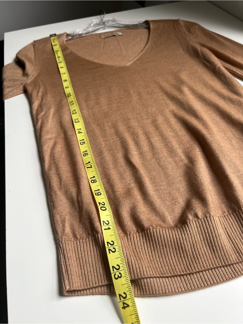 Falconeri 100% Cashmere Tan Brown Knit V Neck Sweater Classic Quiet Luxury XS - Picture 6 of 6